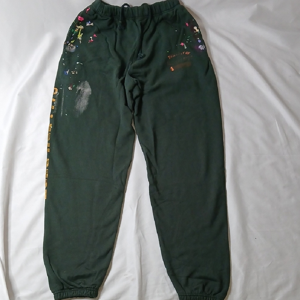 Gallery Dept Dark Green Sweatpants with Artistic Accents